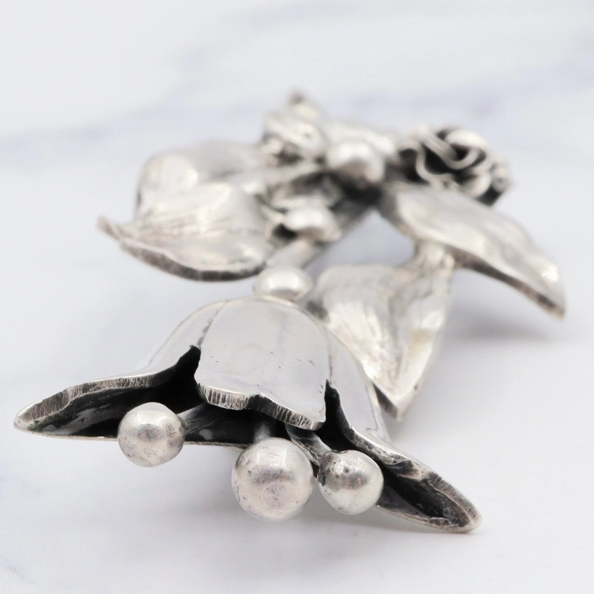 Antique Peruzzi Florence .800 silver flower brooch